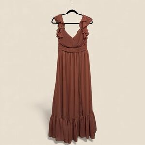 Birdy Grey‎ Ruffled Floor Length Formal Dress Size Small Mauve